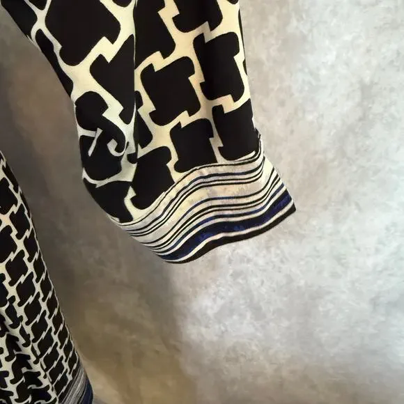 Laundry by Shelli Segal Size 2  Black & White blue bow Geometric Print Dress - Picture 12 of 12